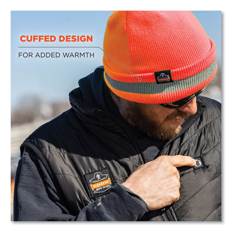 N-Ferno 6803 Reflective Rib Knit Winter Hat, Acrylic, One Size Fits Most, Orange