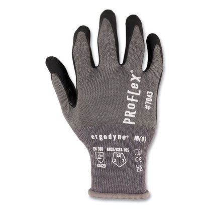 ProFlex 7043 ANSI A4 Nitrile Coated CR Gloves, EN388: 4X42D, 9" Long, X-Large, Gray, Pair