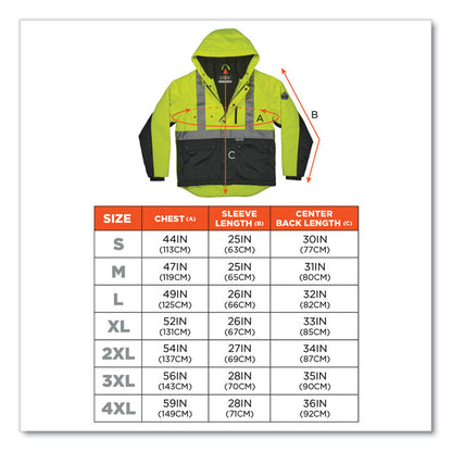 GloWear 8275 Class 2 Heavy-Duty Hi-Vis Workwear Sherpa Lined Jacket, 3X-Large, Lime