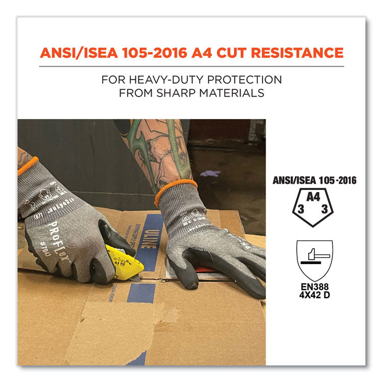 ProFlex 7043 ANSI A4 Nitrile Coated CR Gloves, EN388: 4X42D, 9" Long, X-Large, Gray, 12 Pairs