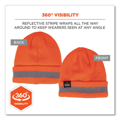 N-Ferno 6803 Reflective Rib Knit Winter Hat, Acrylic, One Size Fits Most, Orange