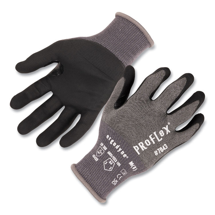 ProFlex 7043 ANSI A4 Nitrile Coated CR Gloves, EN388: 4X42D, 9" Long, 2X-Large, Gray, 12 Pairs