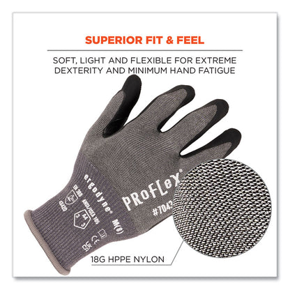 ProFlex 7043 ANSI A4 Nitrile Coated CR Gloves, EN388: 4X42D, 9" Long, Medium, Gray, Pair