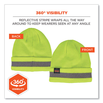 N-Ferno 6803 Reflective Rib Knit Winter Hat, Acrylic, One Size Fits Most, Lime