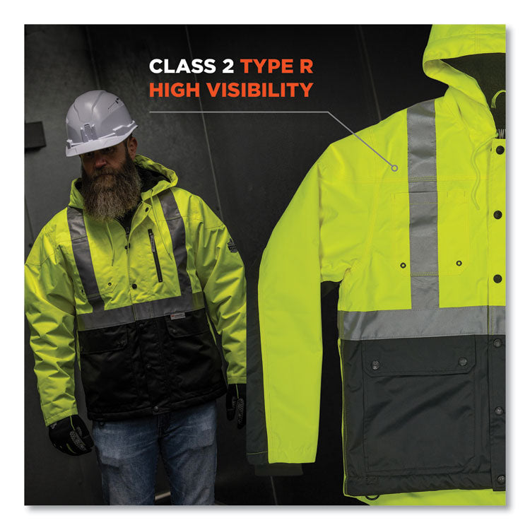 GloWear 8275 Class 2 Heavy-Duty Hi-Vis Workwear Sherpa Jacket, 4X-Large, Lime