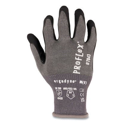 ProFlex 7043 ANSI A4 Nitrile Coated CR Gloves, EN388: 4X42D, 9" Long, X-Large, Gray, 12 Pairs