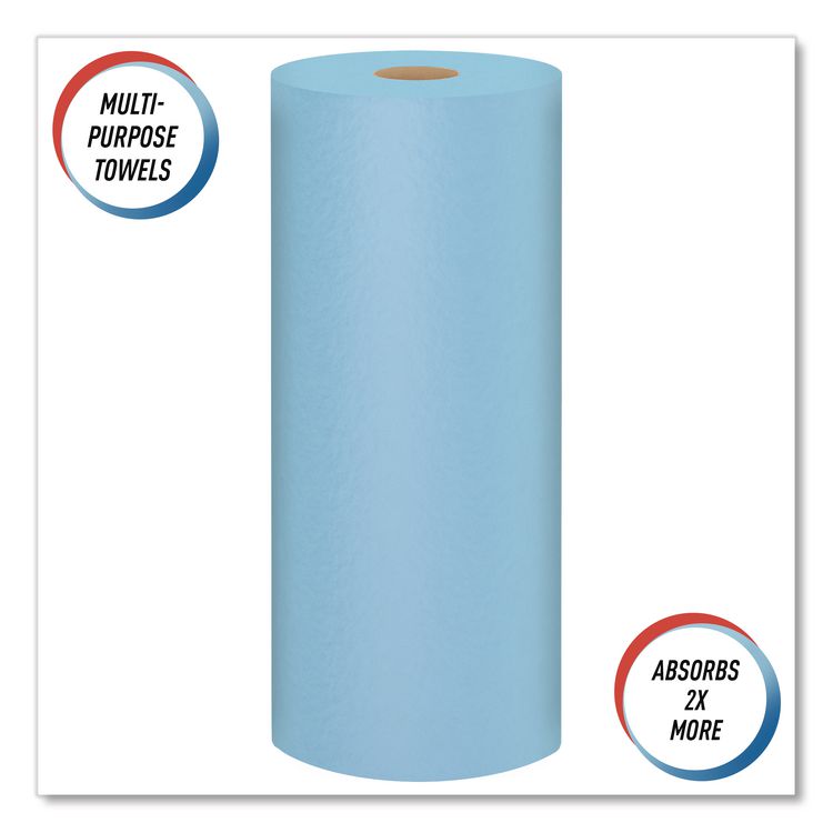 Shop Towels, Standard Roll, 1-Ply, 9.4 x 11, Blue, 55/Roll, 30 Rolls/Carton