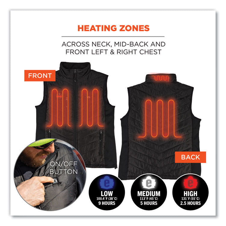 N-Ferno 6495 Rechargeable Heated Vest with Battery Power Bank, Fleece/Polyester, X-Large, Black