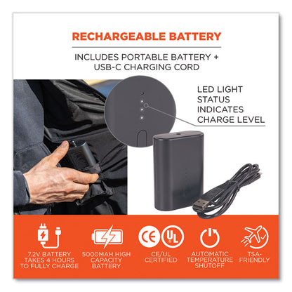 N-Ferno 6495 Rechargeable Heated Vest with Battery Power Bank, Fleece/Polyester, 2X-Large, Black