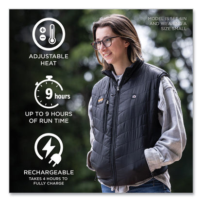 N-Ferno 6495 Rechargeable Heated Vest with Battery Power Bank, Fleece/Polyester, Large, Black