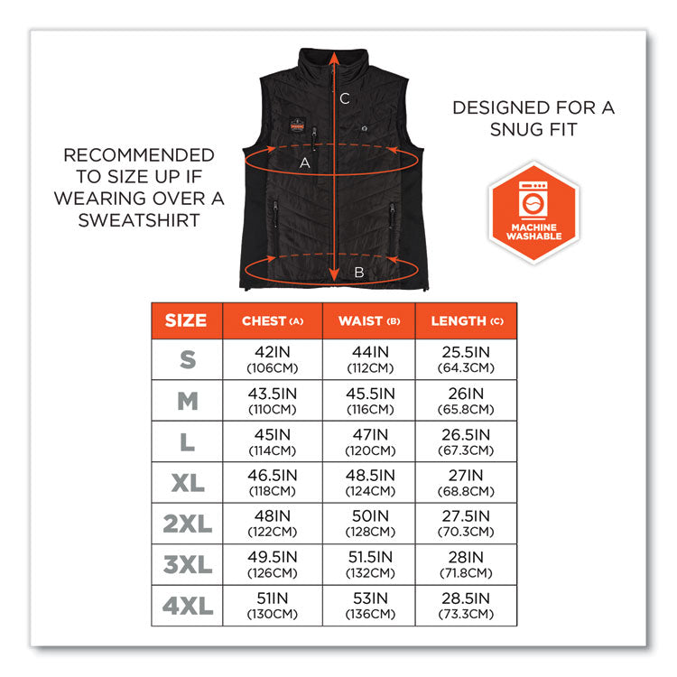 N-Ferno 6495 Rechargeable Heated Vest with Battery Power Bank, Fleece/Polyester, Large, Black