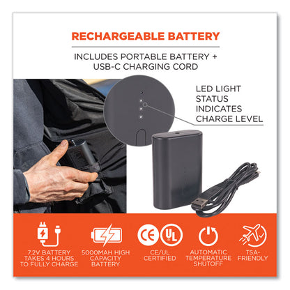 N-Ferno 6495 Rechargeable Heated Vest with Battery Power Bank, Fleece/Polyester, Large, Black