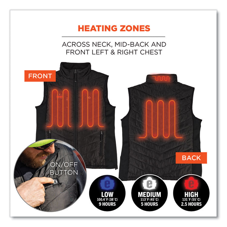 N-Ferno 6495 Rechargeable Heated Vest with Battery Power Bank, Fleece/Polyester, Large, Black