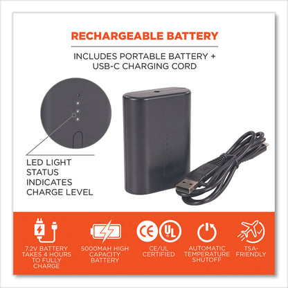 N-Ferno 6495B Portable Battery Power Bank with USB-C Cord, 7.2 V