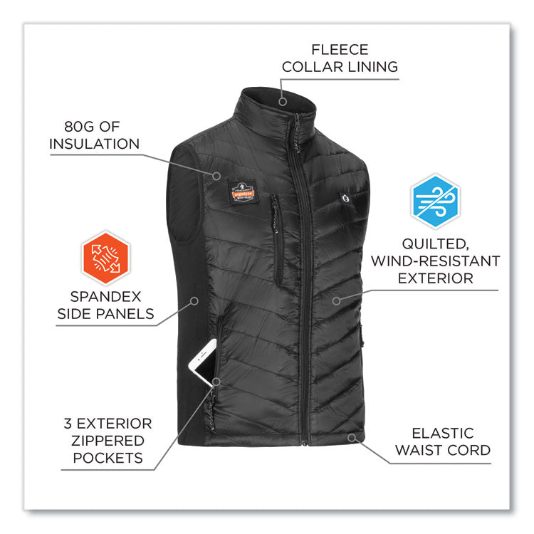 N-Ferno 6495 Rechargeable Heated Vest with Battery Power Bank, Fleece/Polyester, Large, Black