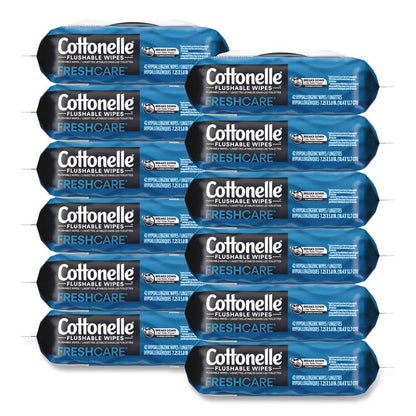 Fresh Care Flushable Cleansing Cloths, 1-Ply, 3.75 x 5.5, White, 42/Pack, 12 Packs/Carton