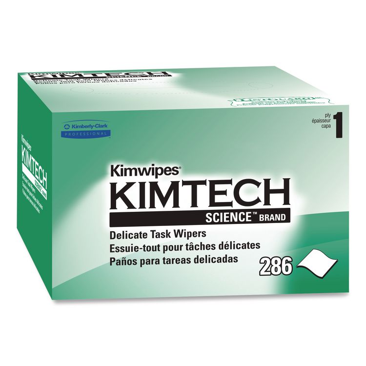 Kimwipes Delicate Task Wipers, 1-Ply, 4.4 x 8.4, Unscented, White, 286/Box, 30 Boxes/Carton