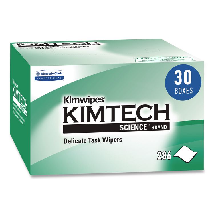 Kimwipes Delicate Task Wipers, 1-Ply, 4.4 x 8.4, Unscented, White, 286/Box, 30 Boxes/Carton