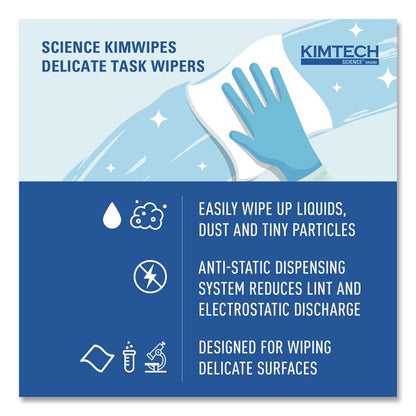 Kimwipes Delicate Task Wipers, 1-Ply, 11.8 x 11.8, Unscented, White, 198/Box, 15 Boxes/Carton