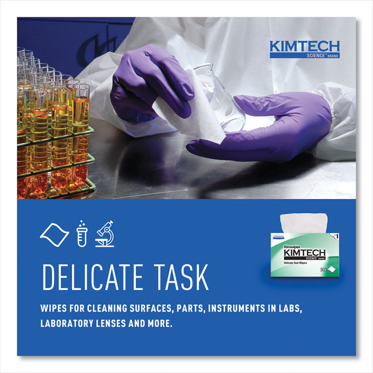 Kimwipes Delicate Task Wipers, 1-Ply, 4.4 x 8.4, Unscented, White, 286/Box