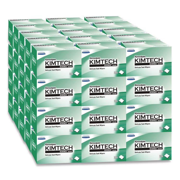 Kimwipes Delicate Task Wipers, 1-Ply, 4.4 x 8.4, Unscented, White, 286/Box, 60 Boxes/Carton