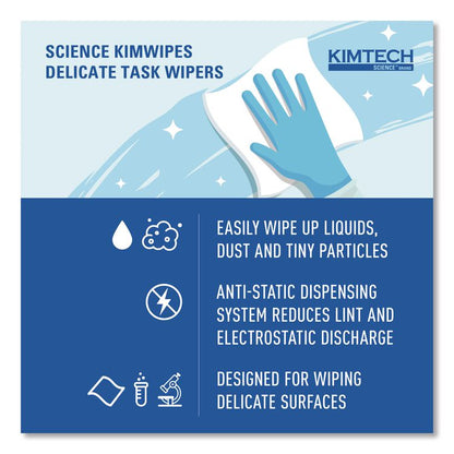 Kimwipes Delicate Task Wipers, 1-Ply, 4.4 x 8.4, Unscented, White, 286/Box, 60 Boxes/Carton
