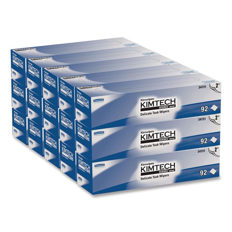Kimwipes Delicate Task Wipers, 2-Ply, 14.7 x 16.6, Unscented, White, 92/Box, 15 Boxes/Carton