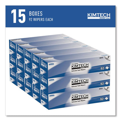 Kimwipes Delicate Task Wipers, 2-Ply, 14.7 x 16.6, Unscented, White, 92/Box, 15 Boxes/Carton