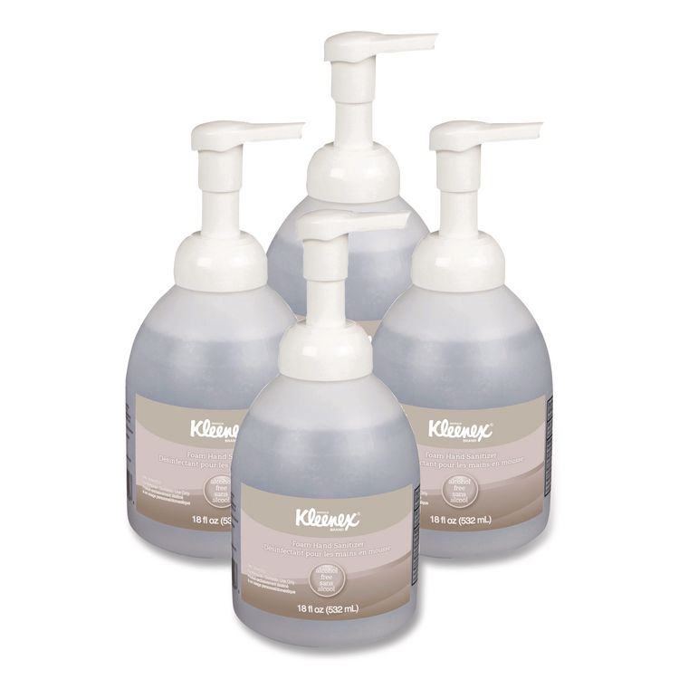 Alcohol-Free Foam Hand Sanitizer, 18 oz Pump Bottle, Fragrance-Free, 4/Carton