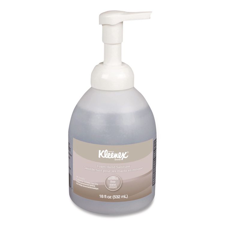 Alcohol-Free Foam Hand Sanitizer, 18 oz Pump Bottle, Fragrance-Free, 4/Carton