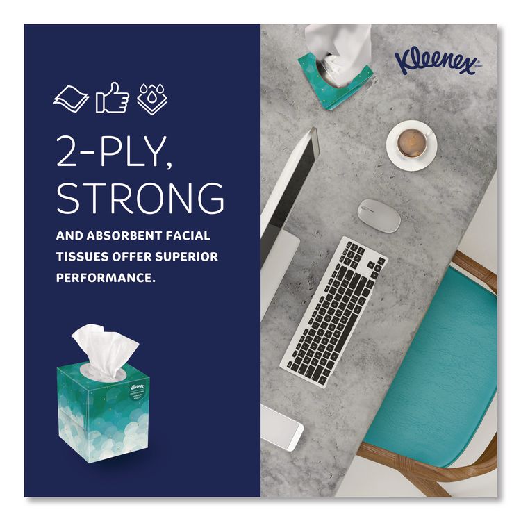 Professional Facial Tissue, Pop-Up Box, 2-Ply, White, 90 Sheets/Box, 36 Boxes/Carton