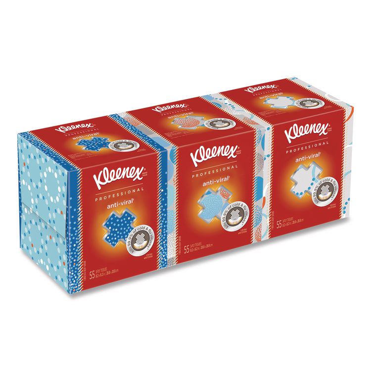Boutique Anti-Viral Facial Tissue, Pop-Up Box, 3-Ply, White, 55 Sheets/Box, 3 Boxes/Pack