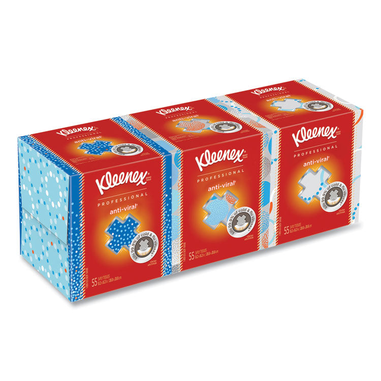 Boutique Anti-Viral Facial Tissue, Pop-Up Box, 3-Ply, White, 55 Sheets/Box, 3 Boxes/Pack, 4 Packs/Carton