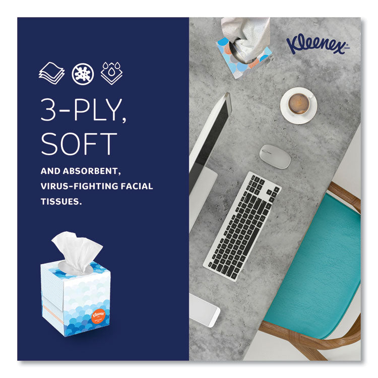 Boutique Anti-Viral Facial Tissue, Pop-Up Box, 3-Ply, White, 55 Sheets/Box, 3 Boxes/Pack, 4 Packs/Carton