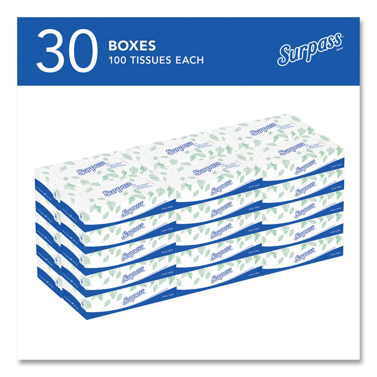 Facial Tissue for Business, Flat Box, 2-Ply, White, 100 Sheets/Box, 30 Boxes/Carton