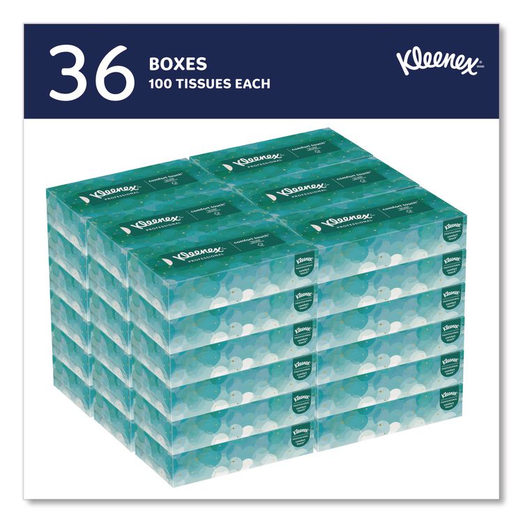 White Facial Tissue for Business, Pop-Up Box, 2-Ply, 100 Sheets/Box, 36 Boxes/Carton