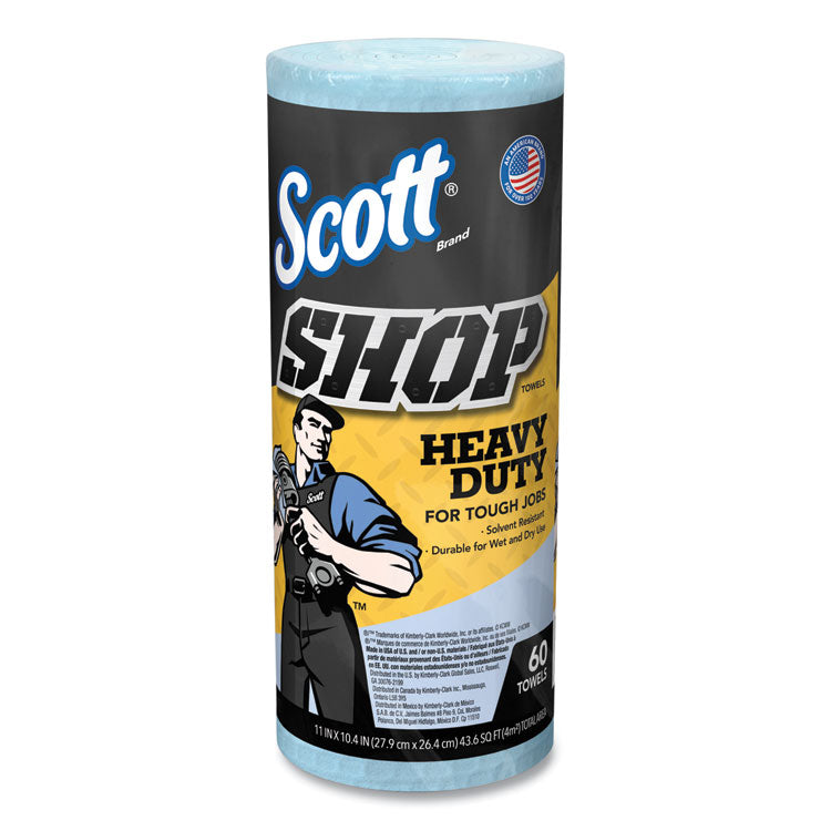 Pro Shop Towels, Heavy Duty, 1-Ply, 10.4 x 11, Blue, 12 Rolls/Carton