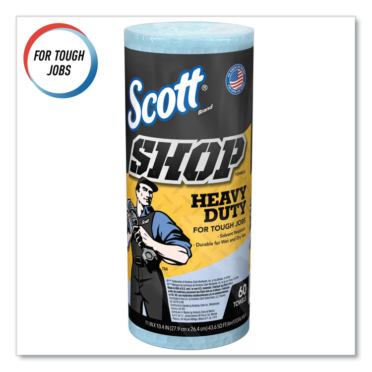 Pro Shop Towels, Heavy Duty, 1-Ply, 10.4 x 11, Blue, 12 Rolls/Carton