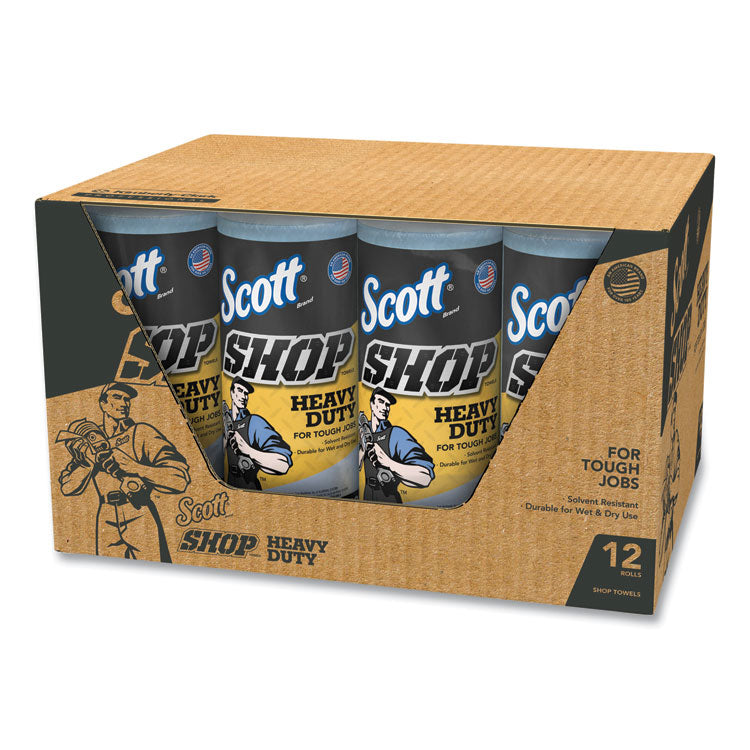 Pro Shop Towels, Heavy Duty, 1-Ply, 10.4 x 11, Blue, 12 Rolls/Carton