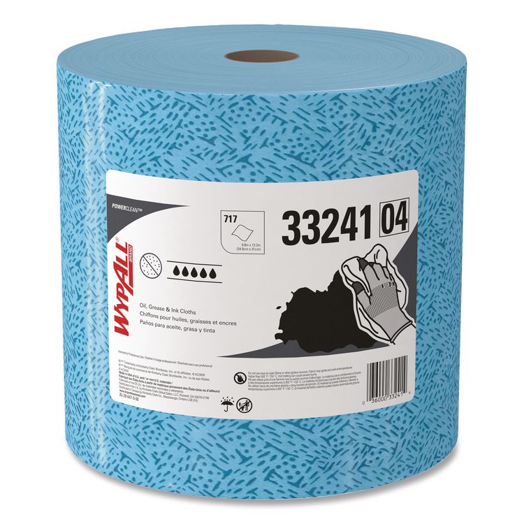 Power Clean Oil, Grease and Ink Cloths, Jumbo Roll, 9.8 x 12.2, Blue, 717/Roll