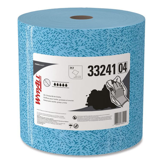 Power Clean Oil, Grease and Ink Cloths, Jumbo Roll, 9.8 x 12.2, Blue, 717/Roll
