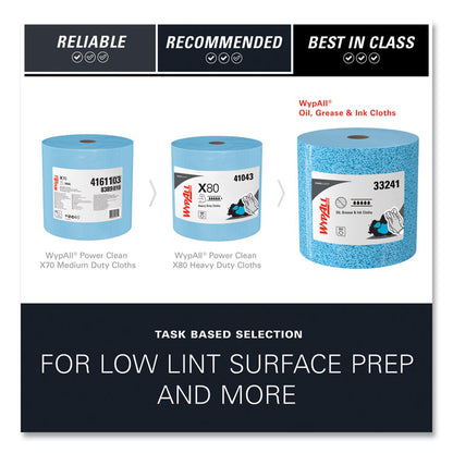 Power Clean Oil, Grease and Ink Cloths, Jumbo Roll, 9.8 x 12.2, Blue, 717/Roll