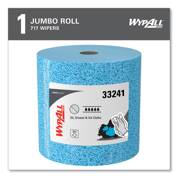 Power Clean Oil, Grease and Ink Cloths, Jumbo Roll, 9.8 x 12.2, Blue, 717/Roll