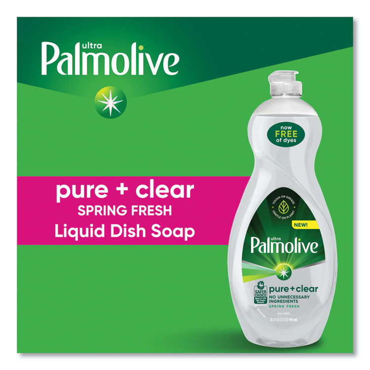Pure + Clear Dishwashing Liquid, Spring Fresh Scent, 32.5 oz Bottle, 9/Carton