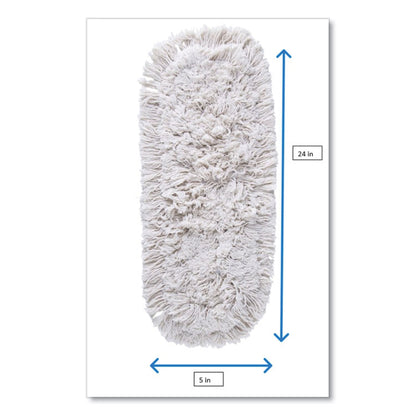 Kut-A-Way Dust Mop Head, Cotton, 24", White, 12/Carton