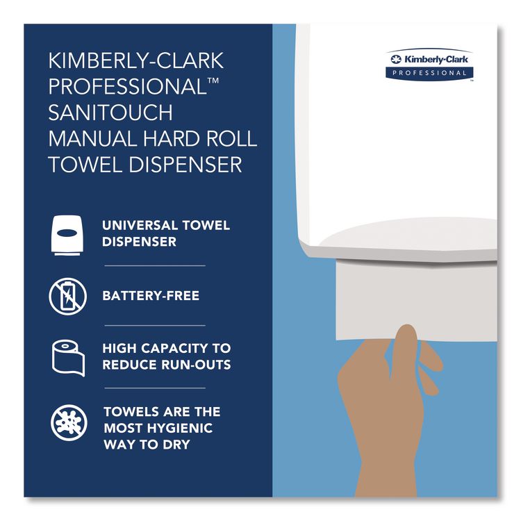 Sanitouch Hard Roll Towel Dispenser, For 1.5" Core, 12.63 x 10.2 x 16.13, White