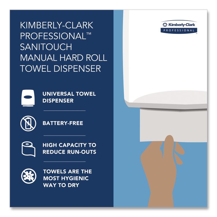 Sanitouch Hard Roll Towel Dispenser For 1.75" Core, 12.63 x 10.2 x 16.13, White