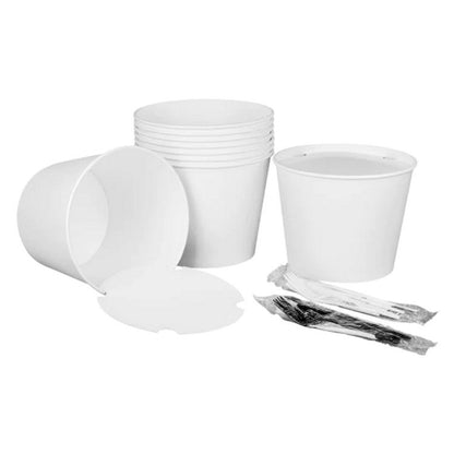 Food Bucket with Lid, 130 oz, 8.46" Diameter x 6.6" h, White, Paper, 150/Carton