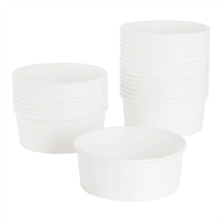 Food Bucket, 32 oz, 6.5" Diameter x 2.4" h, White, Paper, 360/Carton