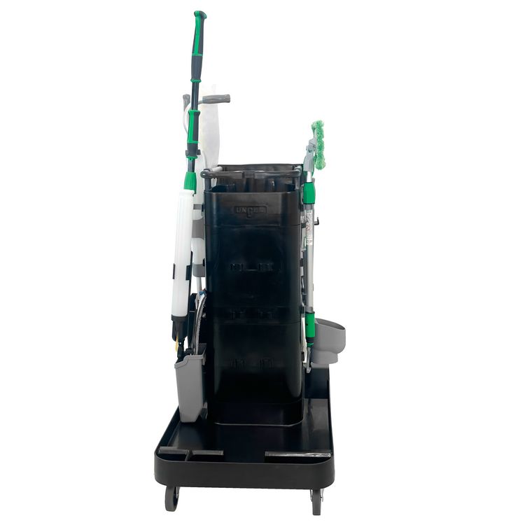 SpotCleanRx Janitorial Carts, Plastic, 3 Shelves, 23.5 x 25 x 25, Black